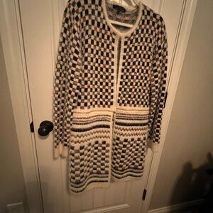 Women's Checkered Cardigan Sweater